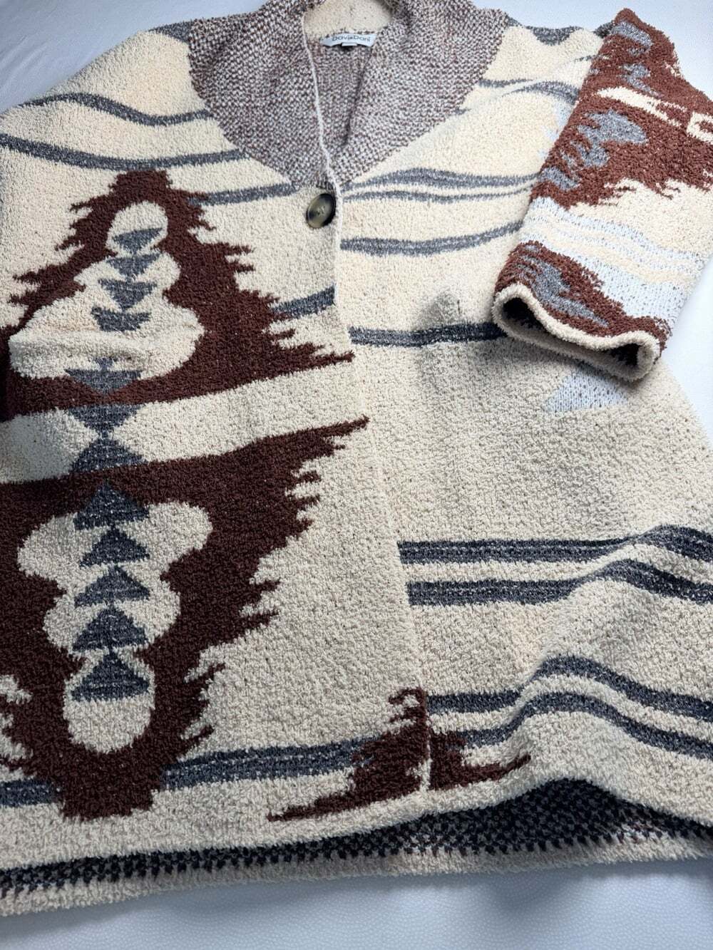 Davi & Dani Aztec Southwestern Sherpa Cardigan Sweater Women’s M Oversized - Picture 8 of 8